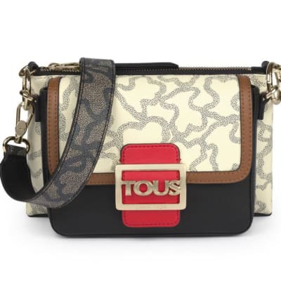 Crossbody Tous doble vainilla con broche rojo1