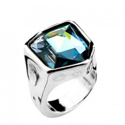 Anillo Uno de 50 Cubo Irregular Azul1