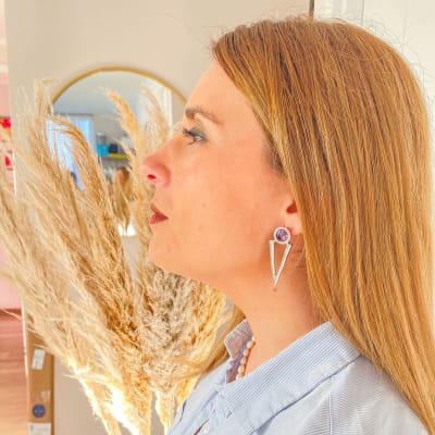 Aros Uno de 50 Piedra Rosa1