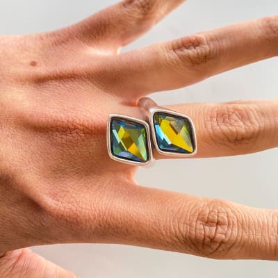 Anillo Uno de 50 Dos Rombos Verde1