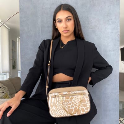 Cartera Michael Kors Crossbody cadenas Print Beige Cadenas1