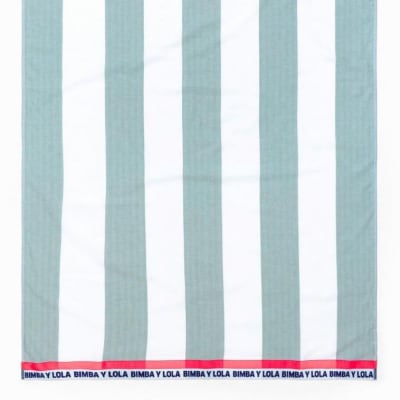 Toalla de playa Bimba y Lola Rayas Verde Oscuro y Blanco1