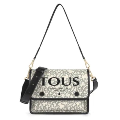 Cartera Tous Bandolera mediana Audree Kaos Mini beige y negro1