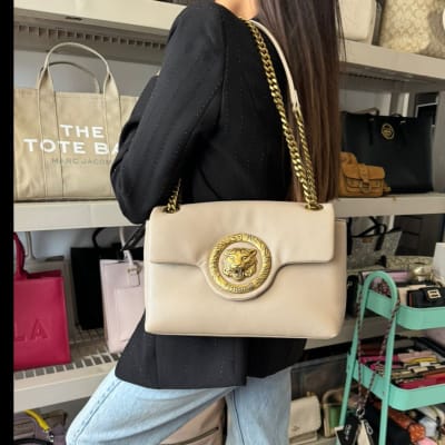 Crossbody Just Cavalli Beige rectangular grande cuero blando1