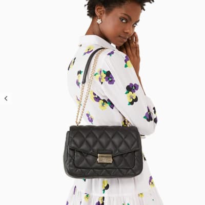 Cartera Kate Spade Crossbody Carey Grande cuero acolchado negro1