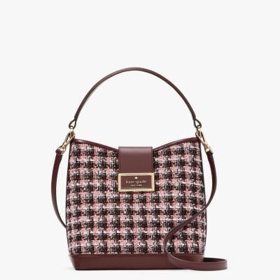 Cartera Kate Spade Bombonera Cuero Burdeo tejido tipo chanel1