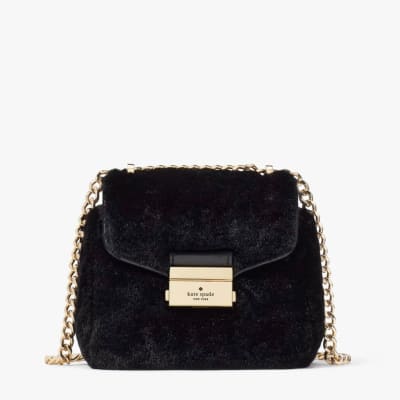 Cartera Kate Spade Crossbody Carey acolchada Cuero Peludo negro1