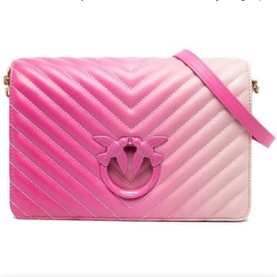 Cartera Pinko Crossbody color rosa y blanco1