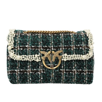Cartera Pinko Pearls estilo chanel verde grande1