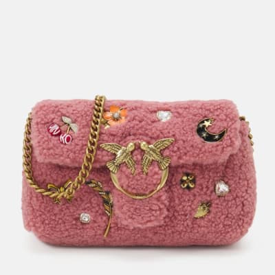 Cartera Pinko Love Puff rosa peludo1