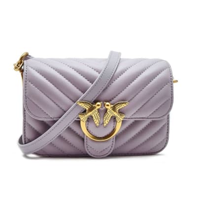 Cartera Pinko Crossbody Love Baby Bell rectangular morado1