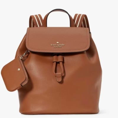 Mochila Kate Spade Rosie flip cuero cafe con monedero1