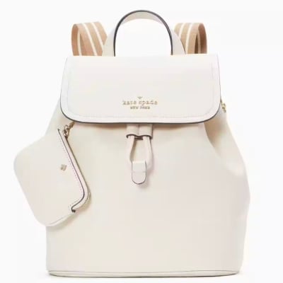 Mochila Kate Spade Rosie flip cuero blanco con monedero1