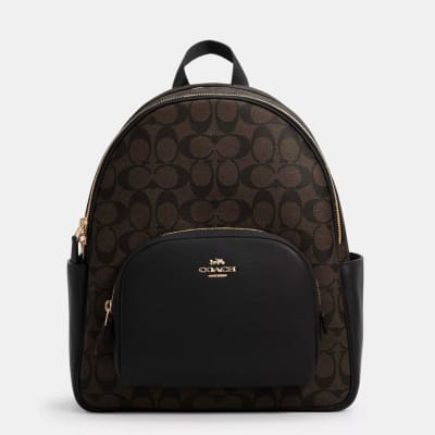 Mochila Coach grande monograma cuero cafe1