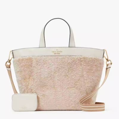 Cartera Kate Spade Rosie faux peludo color natural con monedero1