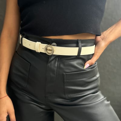 Cinturon Pinko Delgado hebilla circones Beige