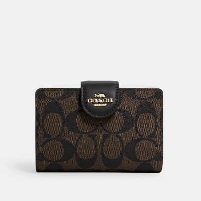 Billetera Coach Cuero negro con monograma cafe connegro1