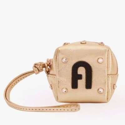 Monedero y llavero Furla Dorado con circones1