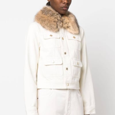 Chaqueta Michael Kors Jeans Blanco Cuello con pelaje1