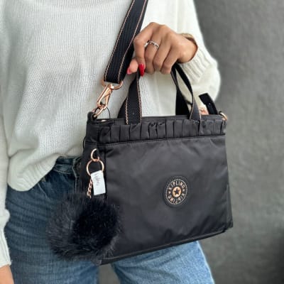 Cartera Kipling Katelina Negro detalles rosegold1