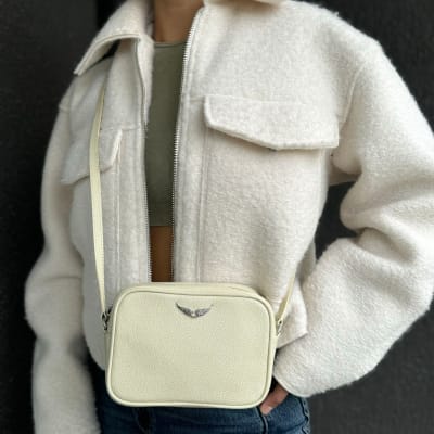 Cartera Zadig et Voltaire Crossbody Cuadrado Cuero Liso blanco