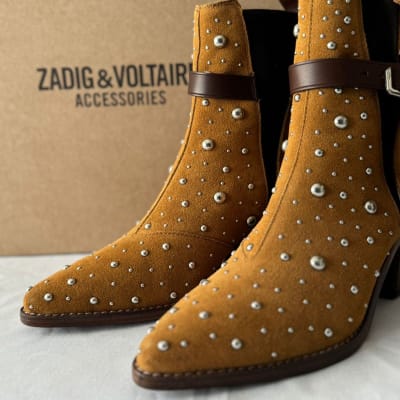 Botines Zadig et Voltaire cuero cafe tachas