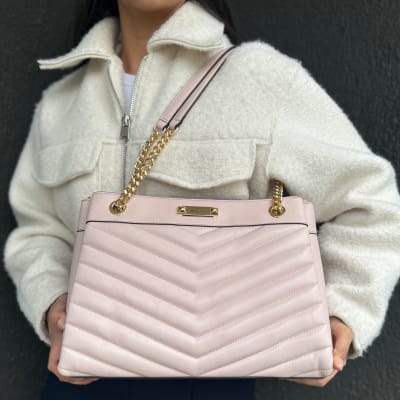 Cartera Michael Kors Tote acolchado mediano Whitney rosa palo