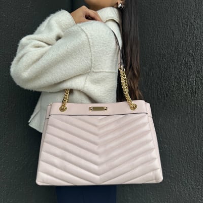 Cartera Michael Kors Tote acolchado mediano Whitney rosa palo1