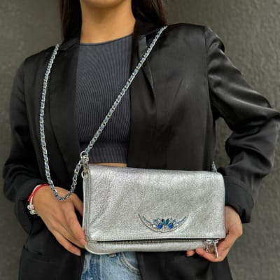 Cartera Zadig et Voltaire Rock L Cuero plateado1