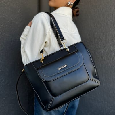 Bolso Love Moschino Tote Cuero Negro1