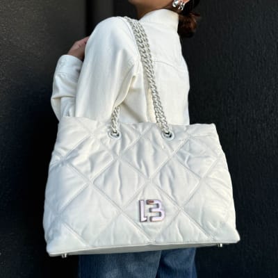 Bolso Bimba y Lola Shopper L Acolchado Nylon blanco1