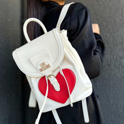 Mochila Love Moschino Blanca corazon rojo1