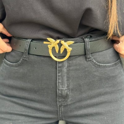 Cinturon Pinko Reversible Cuero Camel y Negro1