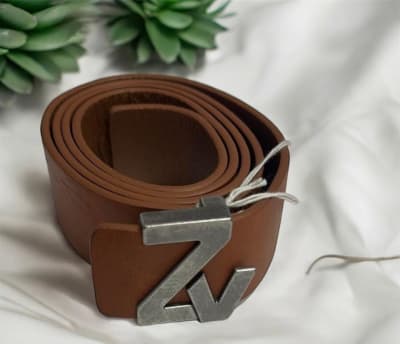 Cinturon Zadig et Voltaire Cuero Camel hebilla plateada1