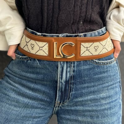 Cinturon Lola Casademunt Elastico monograma Camel1