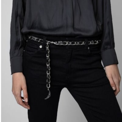 Cinturon Zadig et Voltaire Cadena cuero negro1