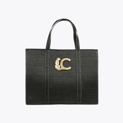 Cartera Lola Casademunt Tote tipo serpiente cuadrado Negro1