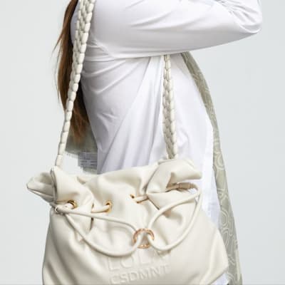 Cartera Lola Casademunt Tote con aza trenzada vainilla1