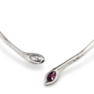 Collar Uno de 50 tipo esclava con piedra amatista y transparente