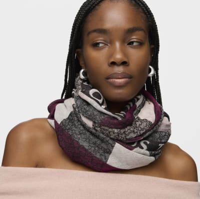 Pañuelo Tous Kaos Mini Stripes de jacquard rosa1