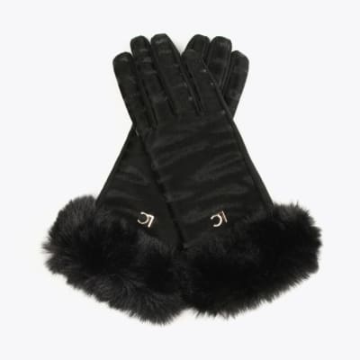 Guantes Lola Casademun Animal print Negros