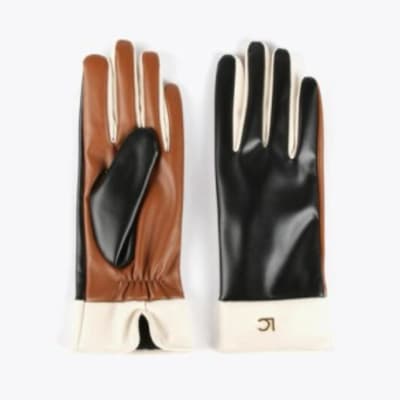 Guantes Lola Casademunt Tricolor Negro Camel Beige