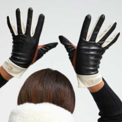 Guantes Lola Casademunt Tricolor Negro Camel Beige