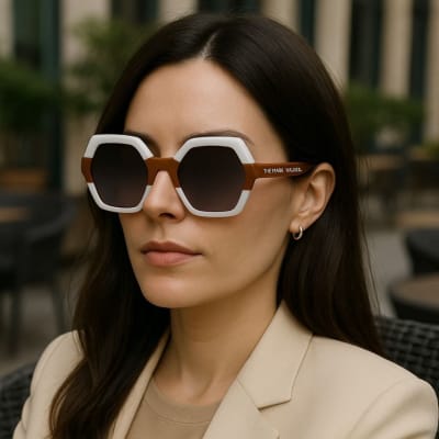 Lentes Marc Jacobs hexagonal bordes blanco con taupe1