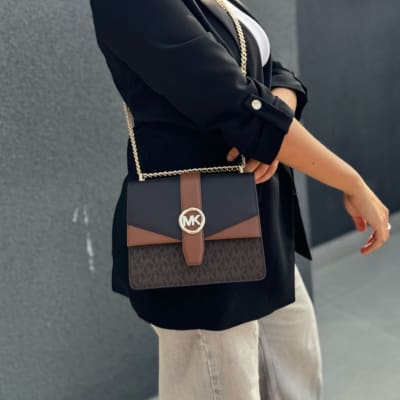 Cartera Michael Kors Greenwich Cuero Monograma cafe1