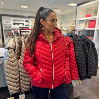 Parka Mujer Michael Kors Plumas Reversible Rojo
