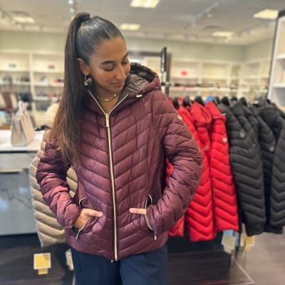 Parka Mujer Michael Kors Plumas Reversible Burdeo1