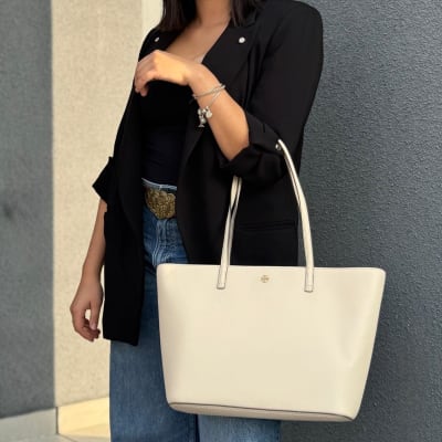 Bolso Tory Burch Tote cuero Grande Blanco1