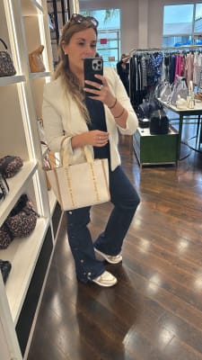 Cartera Kate Spade Tote Small Beige tela con camel1