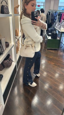 Cartera Kate Spade Bombonera Beige tela con camel1